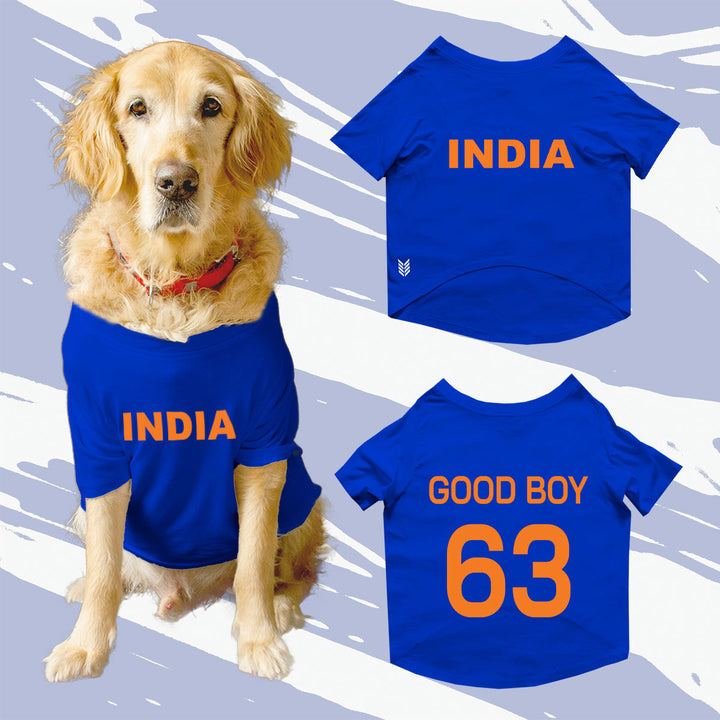T-20 Cricket World Cup 2024 Customizable Dog Sports Crew Neck T-shirt/Jersey Team India With Customizable Dog Name and Jersey Number