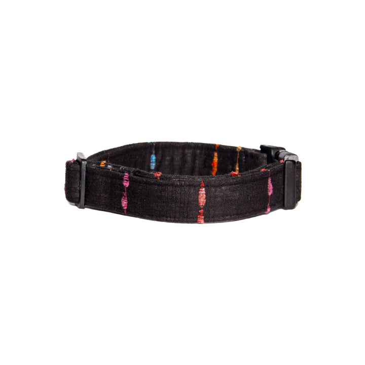 Black Dobby Cotton Embroidered Weave Padded Cotton Fabric Dog Collar