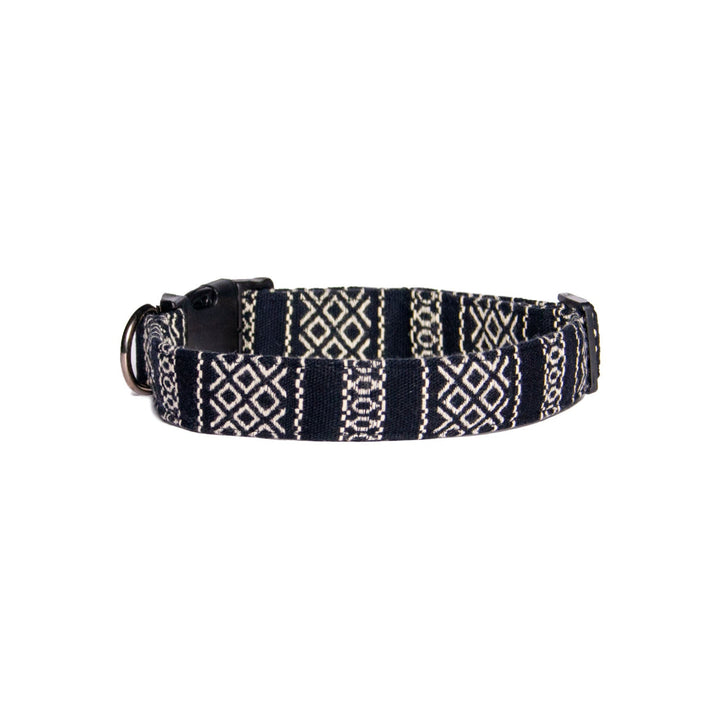 Black White Cotton Jacquard Weave Padded Cotton Fabric Dog Collar