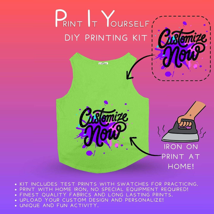 Ruse Customizable DIY Print-At-Home Cotton Dog Tee | Lime Green