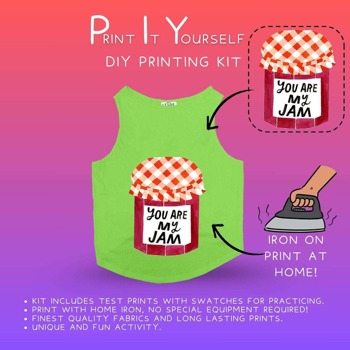 Ruse DIY Print-At-Home Dog T-Shirt (Lime Green) – “You Are My Jam”