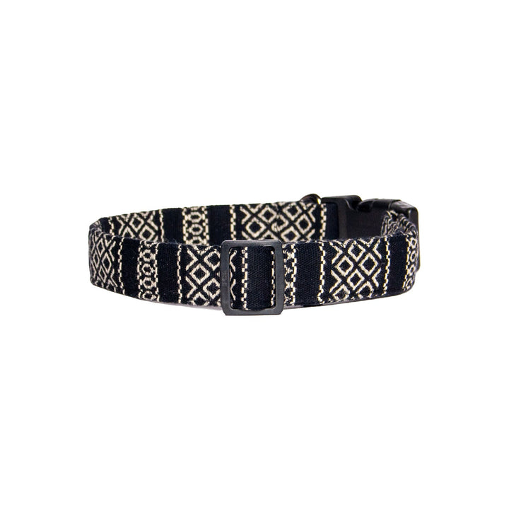 Black White Cotton Jacquard Weave Padded Cotton Fabric Dog Collar