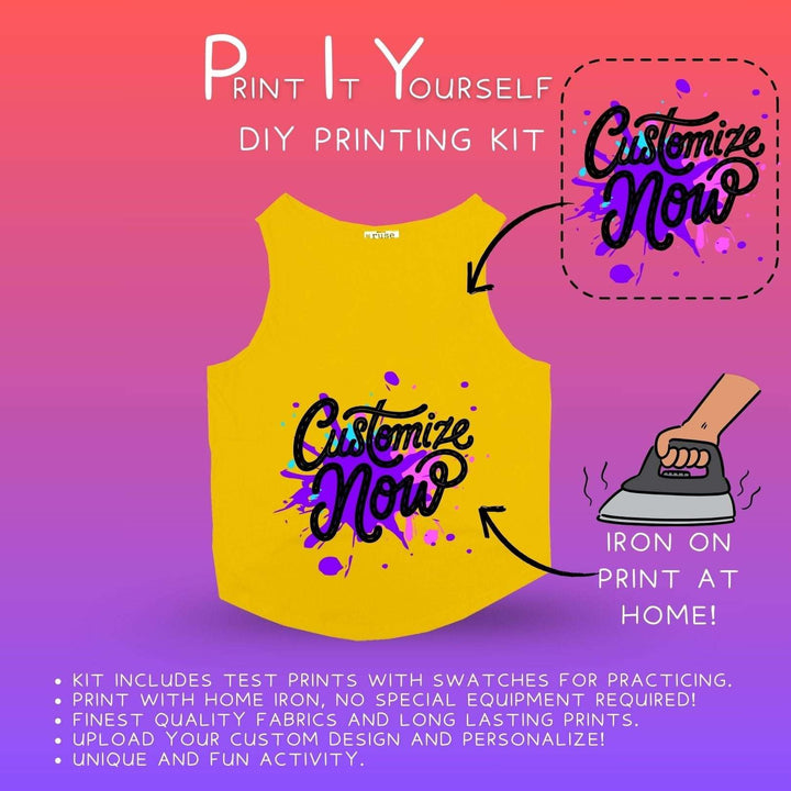 Ruse Customizable DIY Print-At-Home Cotton Dog Tee | Yellow