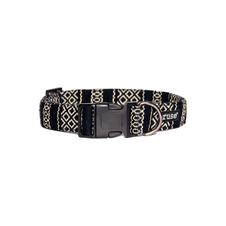 Black White Cotton Jacquard Weave Padded Cotton Fabric Dog Collar