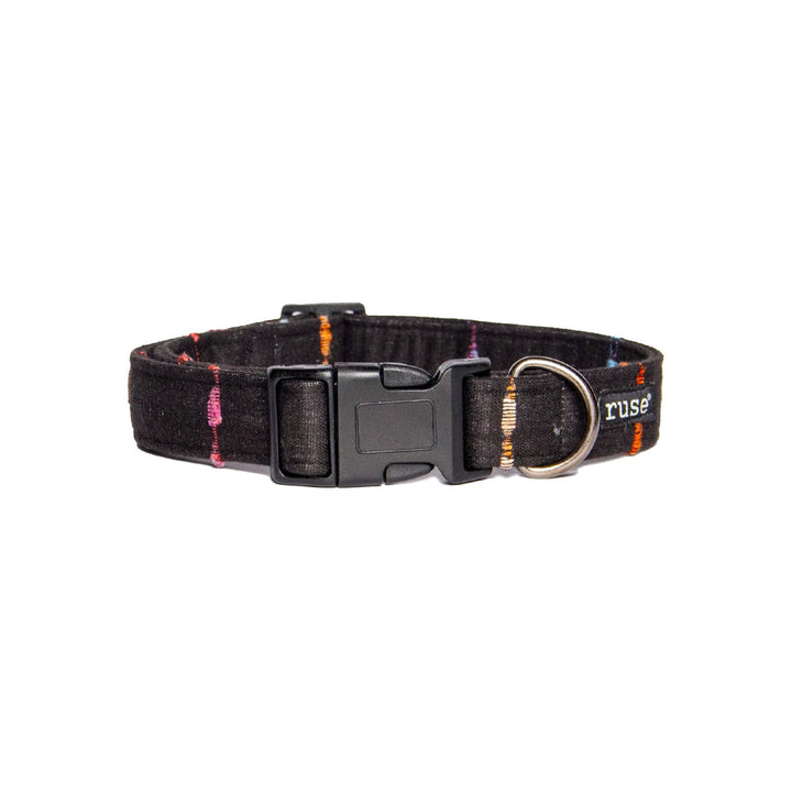 Black Dobby Cotton Embroidered Weave Padded Cotton Fabric Dog Collar