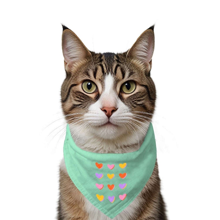 "Hearts Grid" Printed Cat Bandana with Anti Chafing Elastic