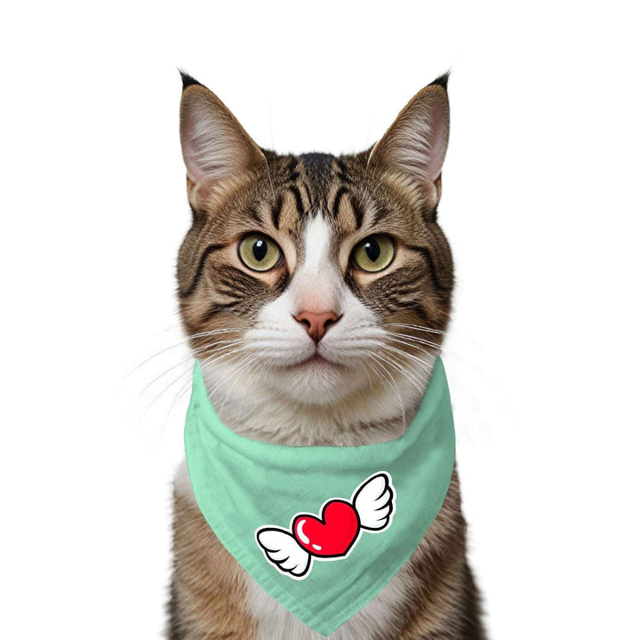 "Flying Heart" Printed Cat Bandana with Anti Chafing Elastic