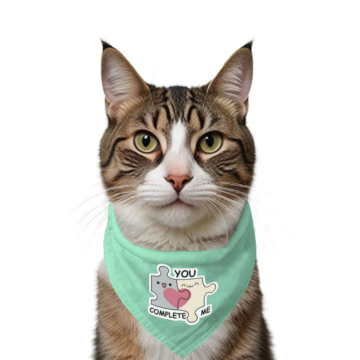 "You Complete Me" Printed Cat Bandana with Anti Chafing Elastic