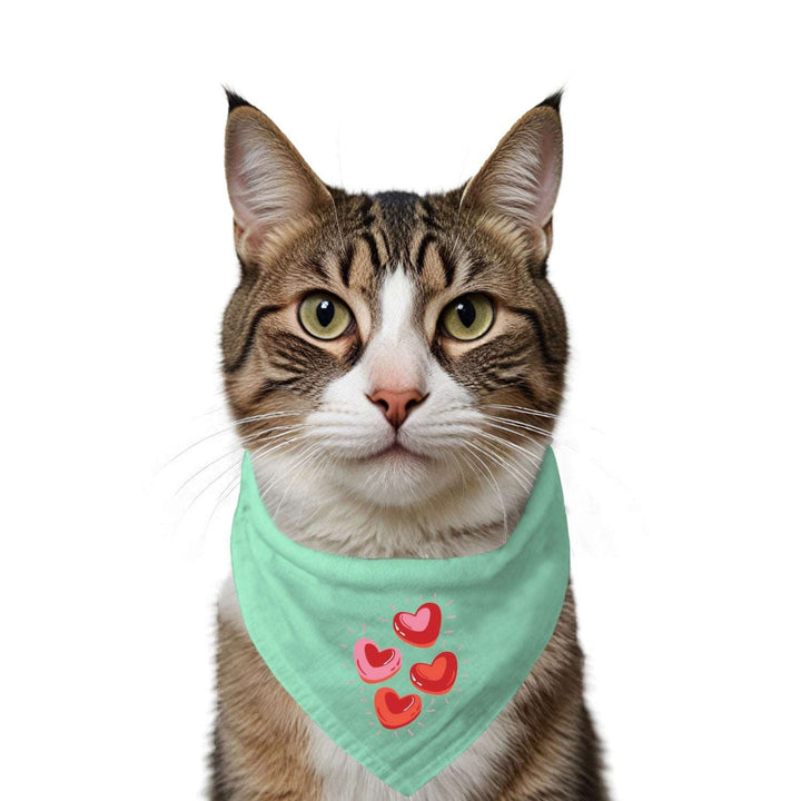 "Glowing Hearts" Printed Cat Bandana with Anti Chafing Elastic