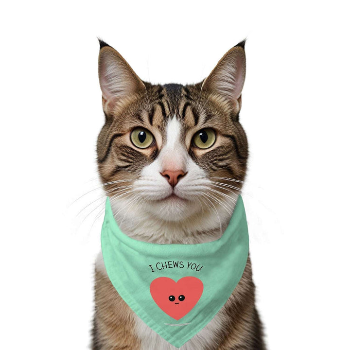 "I Chews You" Printed Cat Bandana with Anti Chafing Elastic