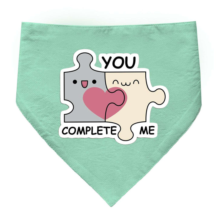 "You Complete Me" Printed Cat Bandana with Anti Chafing Elastic