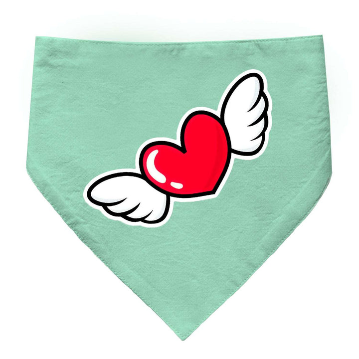 "Flying Heart" Printed Cat Bandana with Anti Chafing Elastic