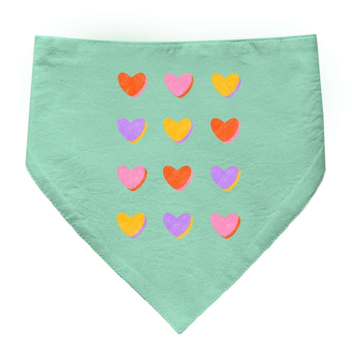 "Hearts Grid" Printed Cat Bandana with Anti Chafing Elastic