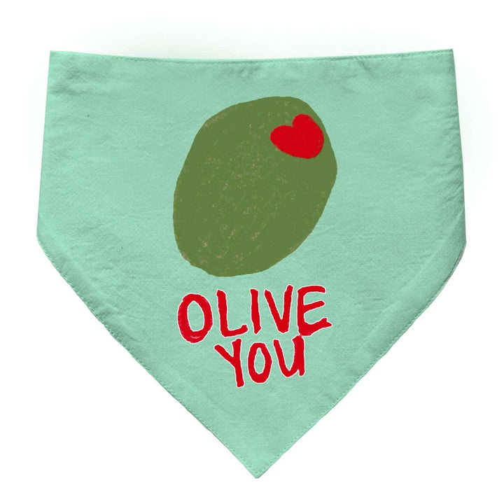 "Olive You" Printed Cat Bandana with Anti Chafing Elastic