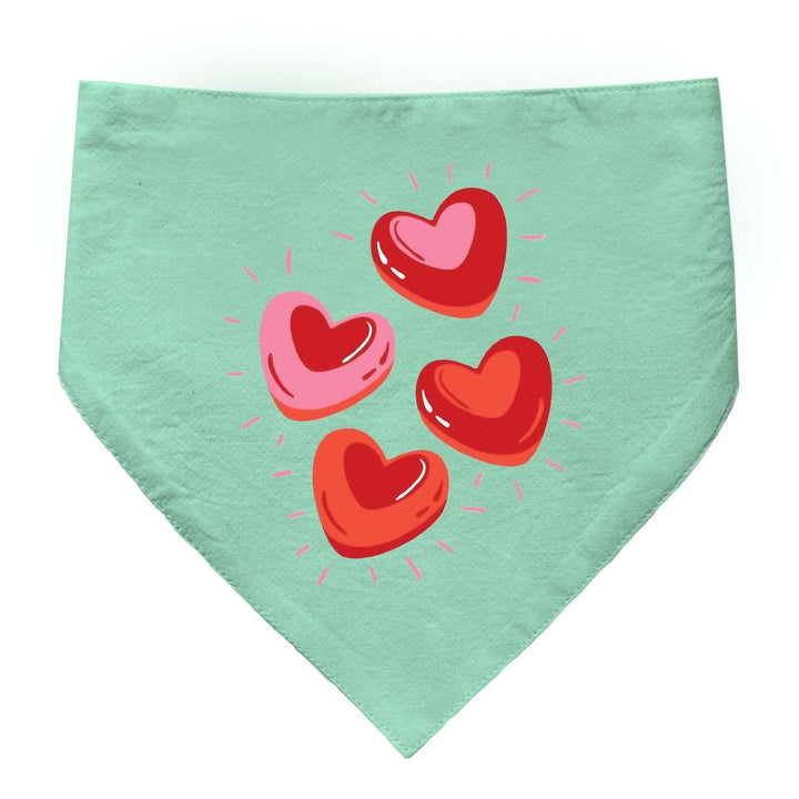 "Glowing Hearts" Printed Cat Bandana with Anti Chafing Elastic