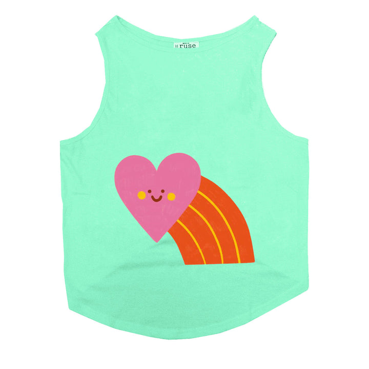 "Smiley Heartbow" Printed Tank Dog Tee
