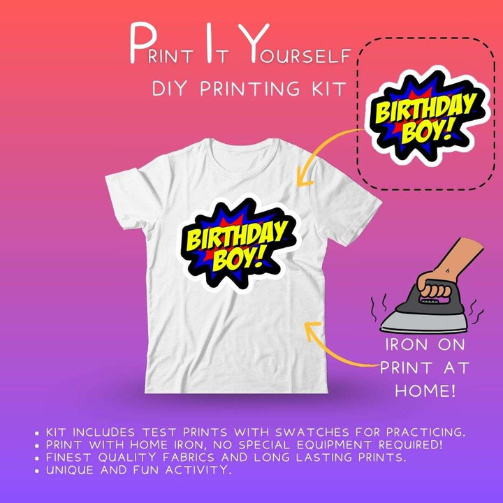 Ruse DIY Print-At-Home Unisex White T-Shirt – “Birthday Boy!”