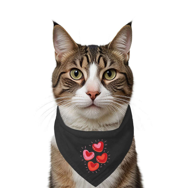"Glowing Hearts" Printed Cat Bandana with Anti Chafing Elastic