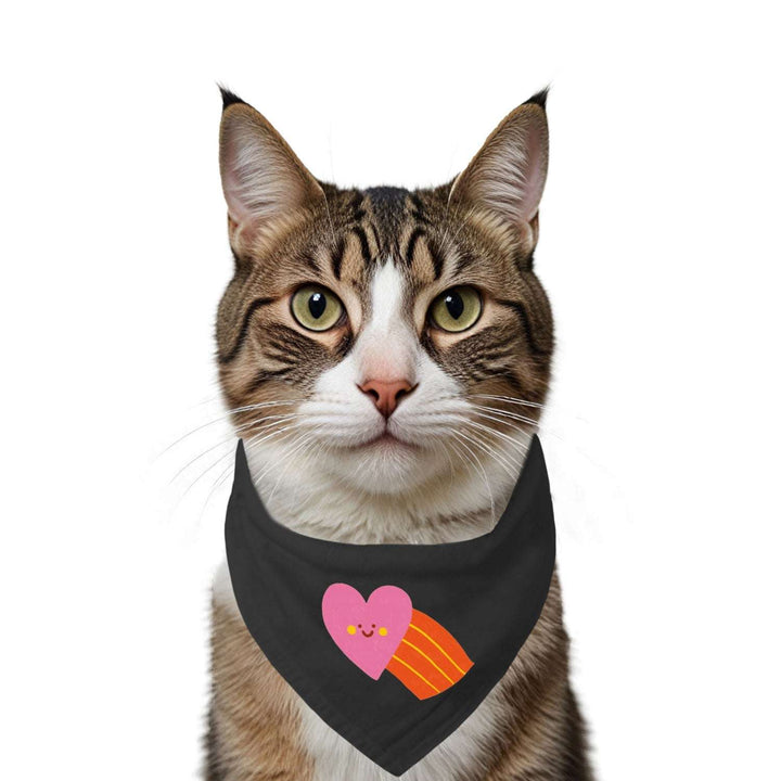 "Smiley Heartbow" Printed Cat Bandana with Anti Chafing Elastic