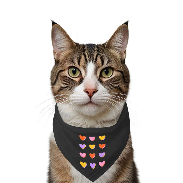 "Hearts Grid" Printed Cat Bandana with Anti Chafing Elastic