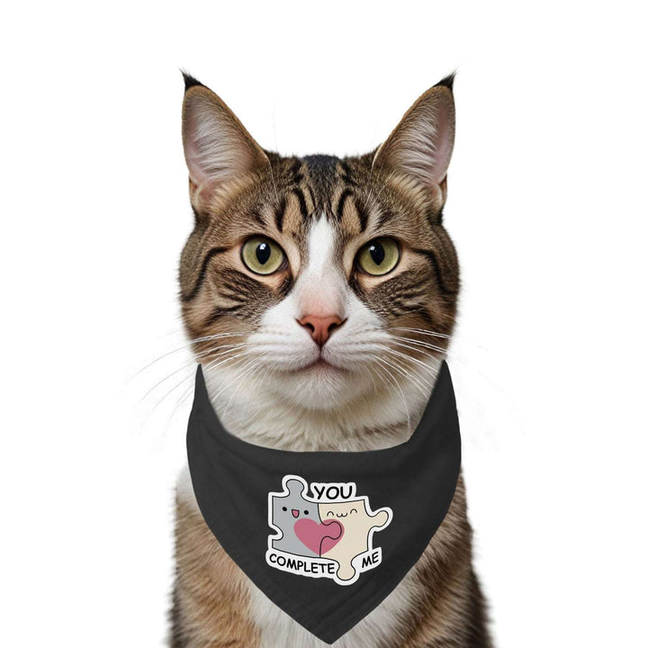 "You Complete Me" Printed Cat Bandana with Anti Chafing Elastic