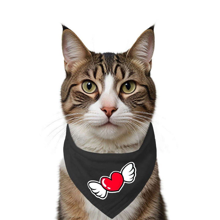 "Flying Heart" Printed Cat Bandana with Anti Chafing Elastic
