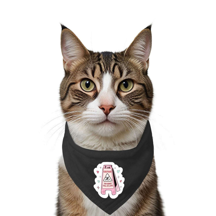 "Caution! You Might Fall in Love" Printed Cat Bandana with Anti Chafing Elastic