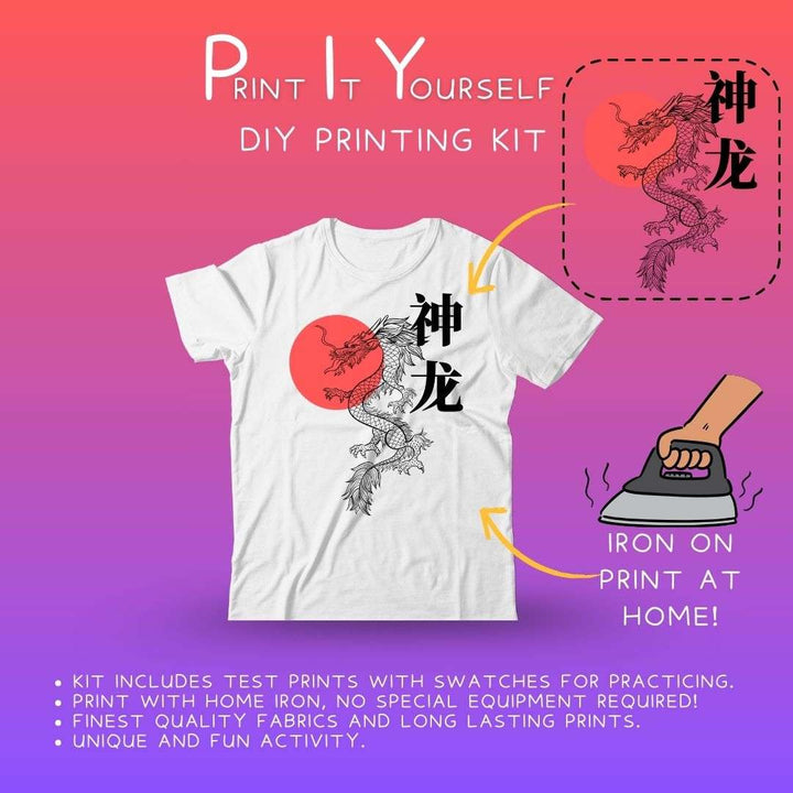 Ruse DIY Print-At-Home Unisex White T-Shirt – “Dragon God (Shenlong)”