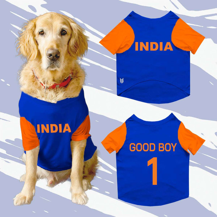India Cricket 2025-26 Customizable Dog Sports Crew Neck Cricket T-shirt/Jersey Team India With Customizable Dog Name and Jersey Number