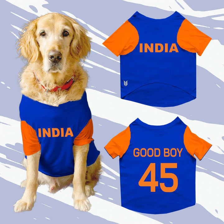 India Cricket 2025-26 Customizable Dog Sports Crew Neck Cricket T-shirt/Jersey Team India With Customizable Dog Name and Jersey Number