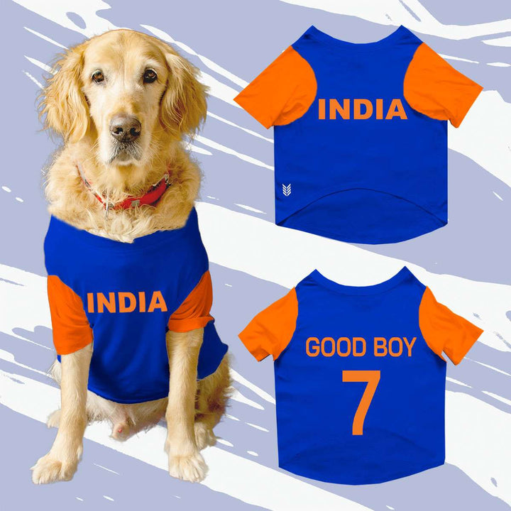 India Cricket 2025-26 Customizable Dog Sports Crew Neck Cricket T-shirt/Jersey Team India With Customizable Dog Name and Jersey Number
