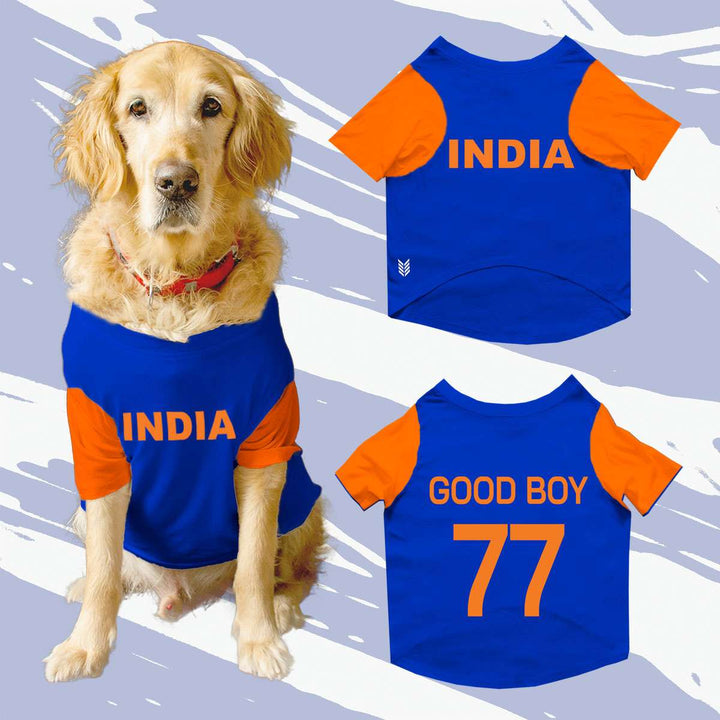 India Cricket 2025-26 Customizable Dog Sports Crew Neck Cricket T-shirt/Jersey Team India With Customizable Dog Name and Jersey Number
