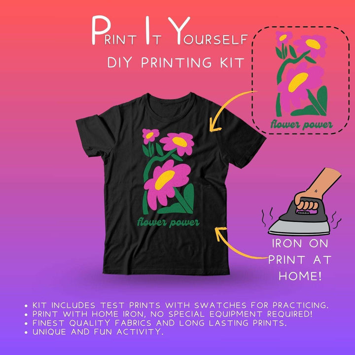 Ruse DIY Print-At-Home Unisex Black T-Shirt – “Flower Power”