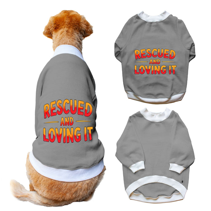 Ruse 'Basics' "Rescued and Loving It" Printed Crew Neck Full Sleeve Sweatshirt For Dogs