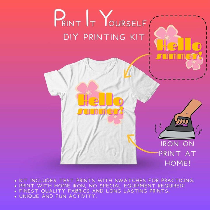 Ruse DIY Print-At-Home Unisex White T-Shirt – “Hello Summer!”