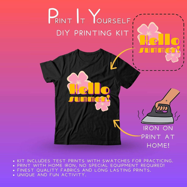Ruse DIY Print-At-Home Unisex Black T-Shirt – “Hello Summer!”