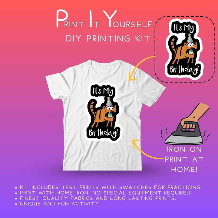 Ruse DIY Print-At-Home Unisex White T-Shirt – “It's My Birthday!”