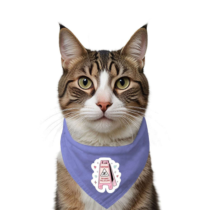 "Caution! You Might Fall in Love" Printed Cat Bandana with Anti Chafing Elastic