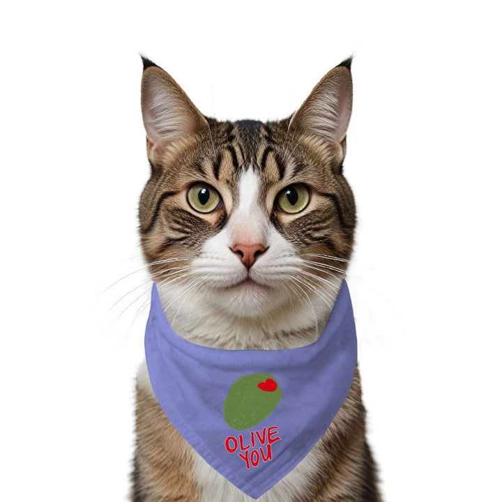 "Olive You" Printed Cat Bandana with Anti Chafing Elastic
