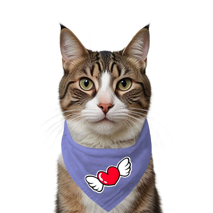 "Flying Heart" Printed Cat Bandana with Anti Chafing Elastic