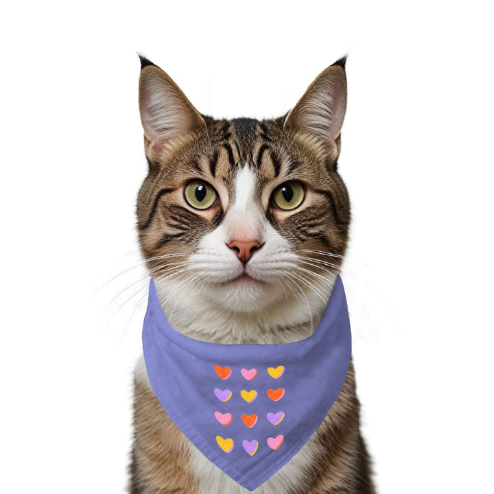 "Hearts Grid" Printed Cat Bandana with Anti Chafing Elastic