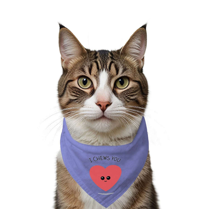 "I Chews You" Printed Cat Bandana with Anti Chafing Elastic