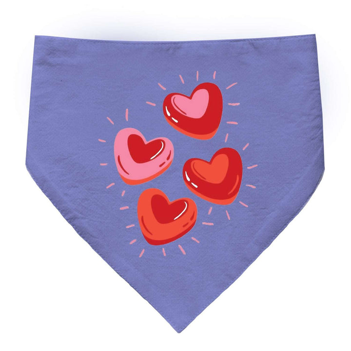 "Glowing Hearts" Printed Cat Bandana with Anti Chafing Elastic