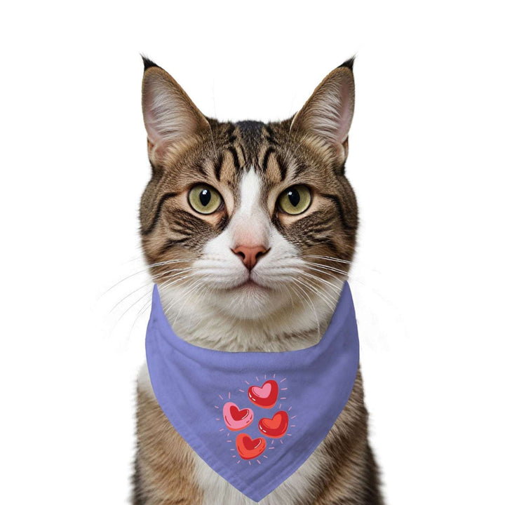 "Glowing Hearts" Printed Cat Bandana with Anti Chafing Elastic