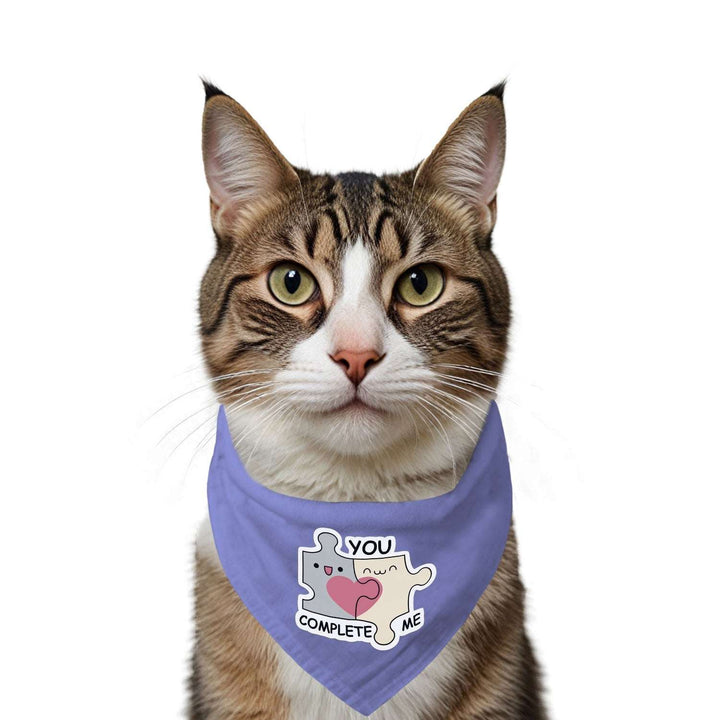 "You Complete Me" Printed Cat Bandana with Anti Chafing Elastic