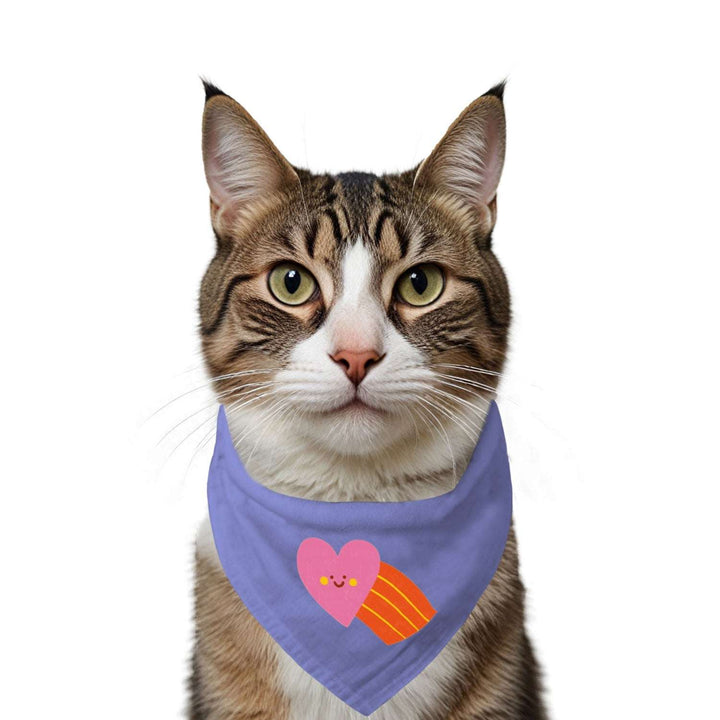 "Smiley Heartbow" Printed Cat Bandana with Anti Chafing Elastic