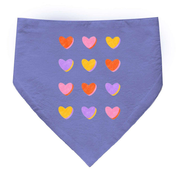 "Hearts Grid" Printed Cat Bandana with Anti Chafing Elastic