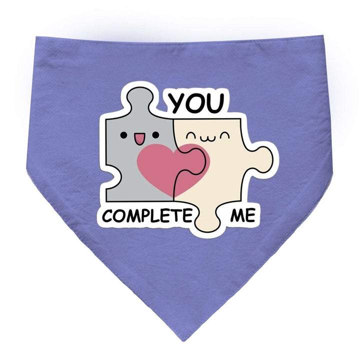 "You Complete Me" Printed Cat Bandana with Anti Chafing Elastic