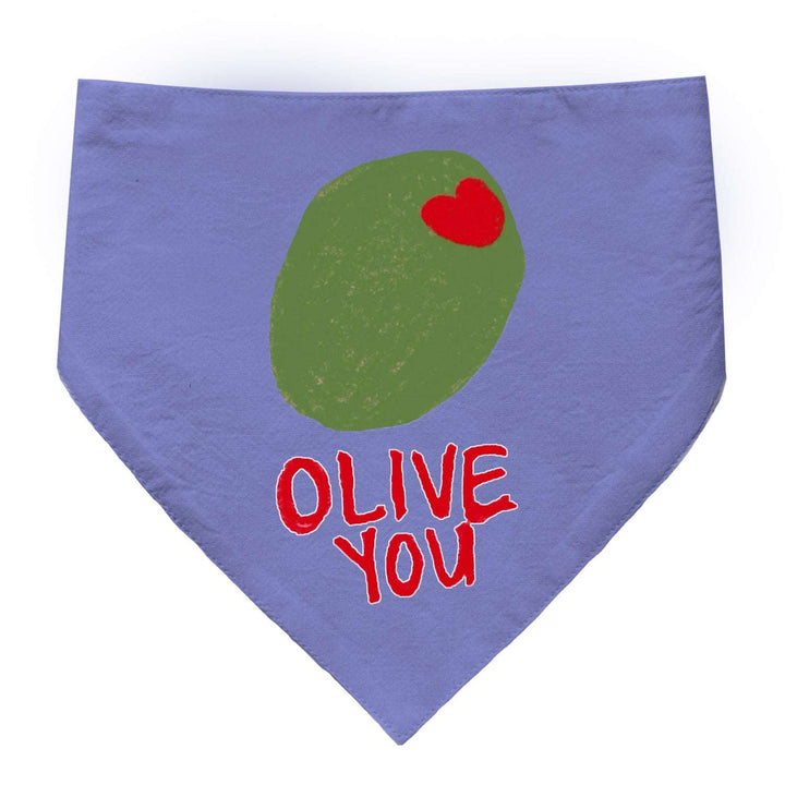 "Olive You" Printed Cat Bandana with Anti Chafing Elastic