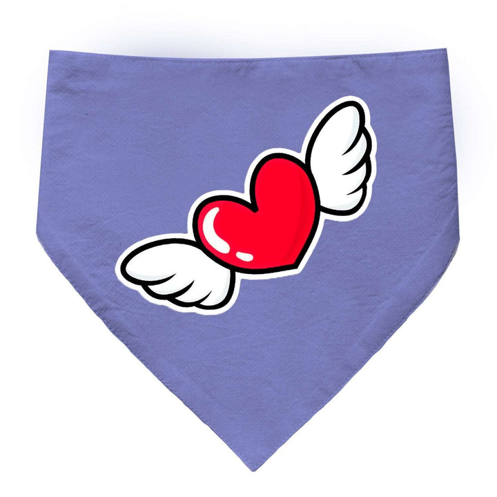"Flying Heart" Printed Cat Bandana with Anti Chafing Elastic